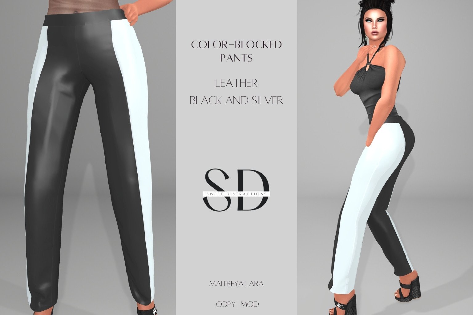 New Release - Mesh Color-blocked Pants in Leather — Sweet